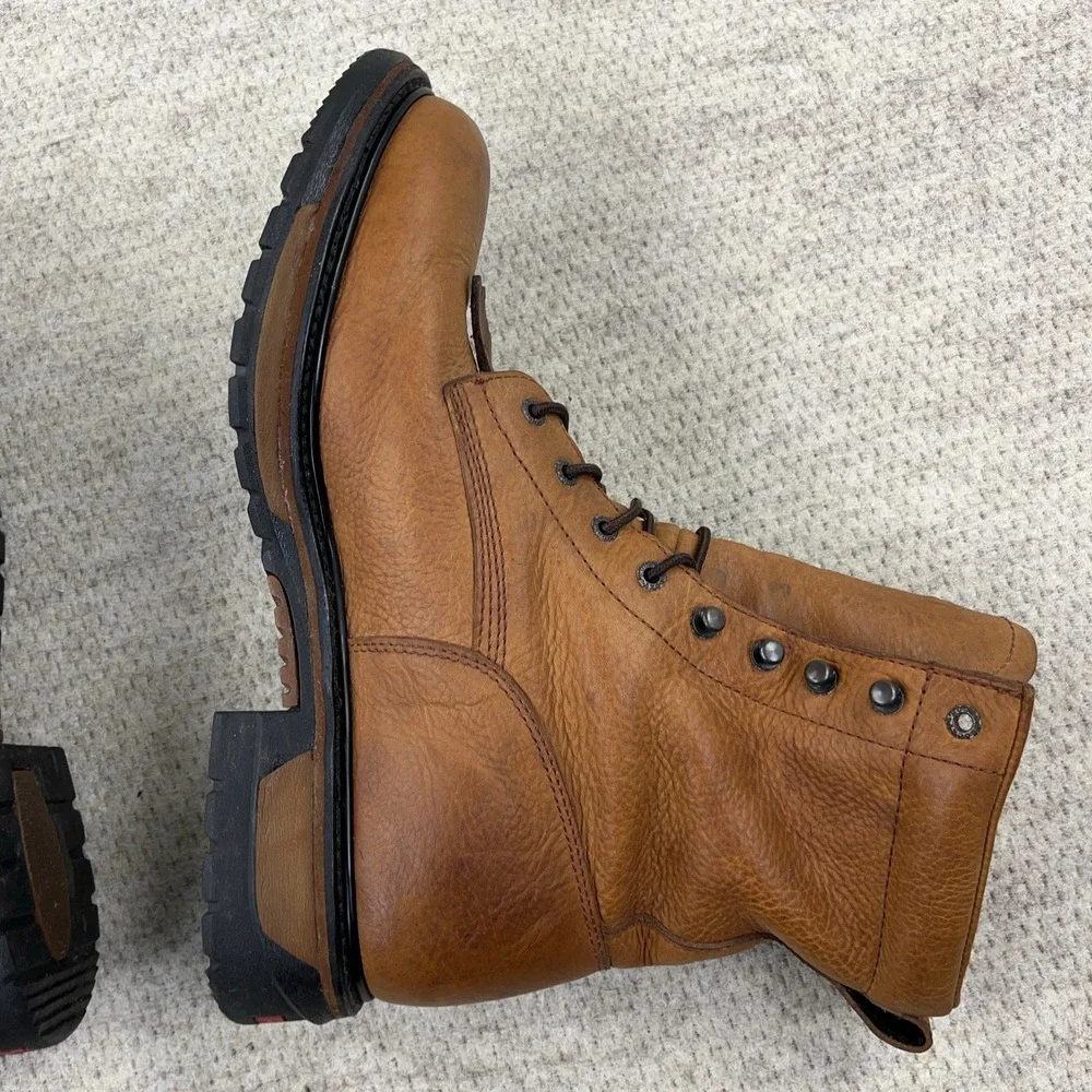 Rocky Ride Mens Boots 14 M Brown Leather Soft Toe Lace‎ Up Waterproof Work